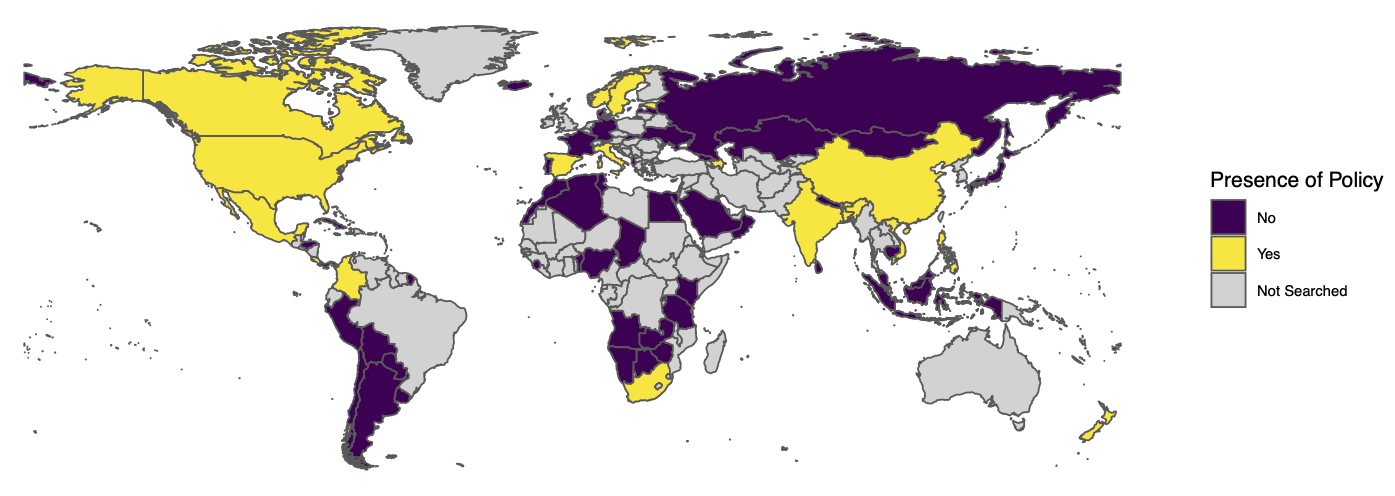 Global map showing countries scanned by OxCGRT and INGSA contributors