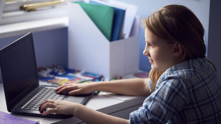 Girl studying at home