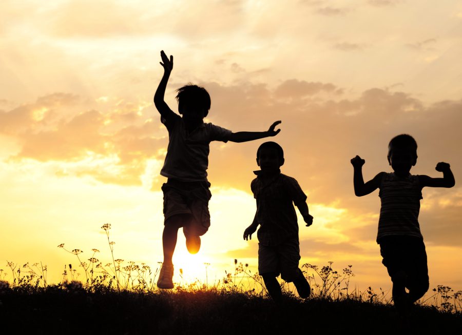 children play in summer