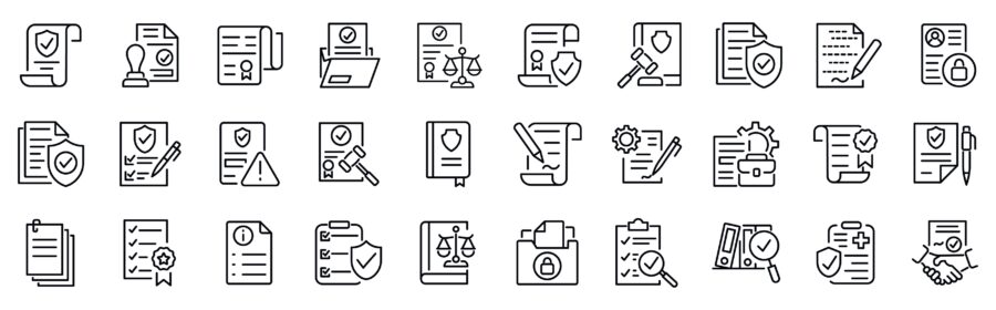 A set of icons related to adminstration