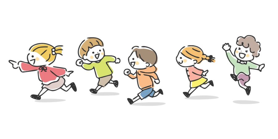 Illustration of children running well